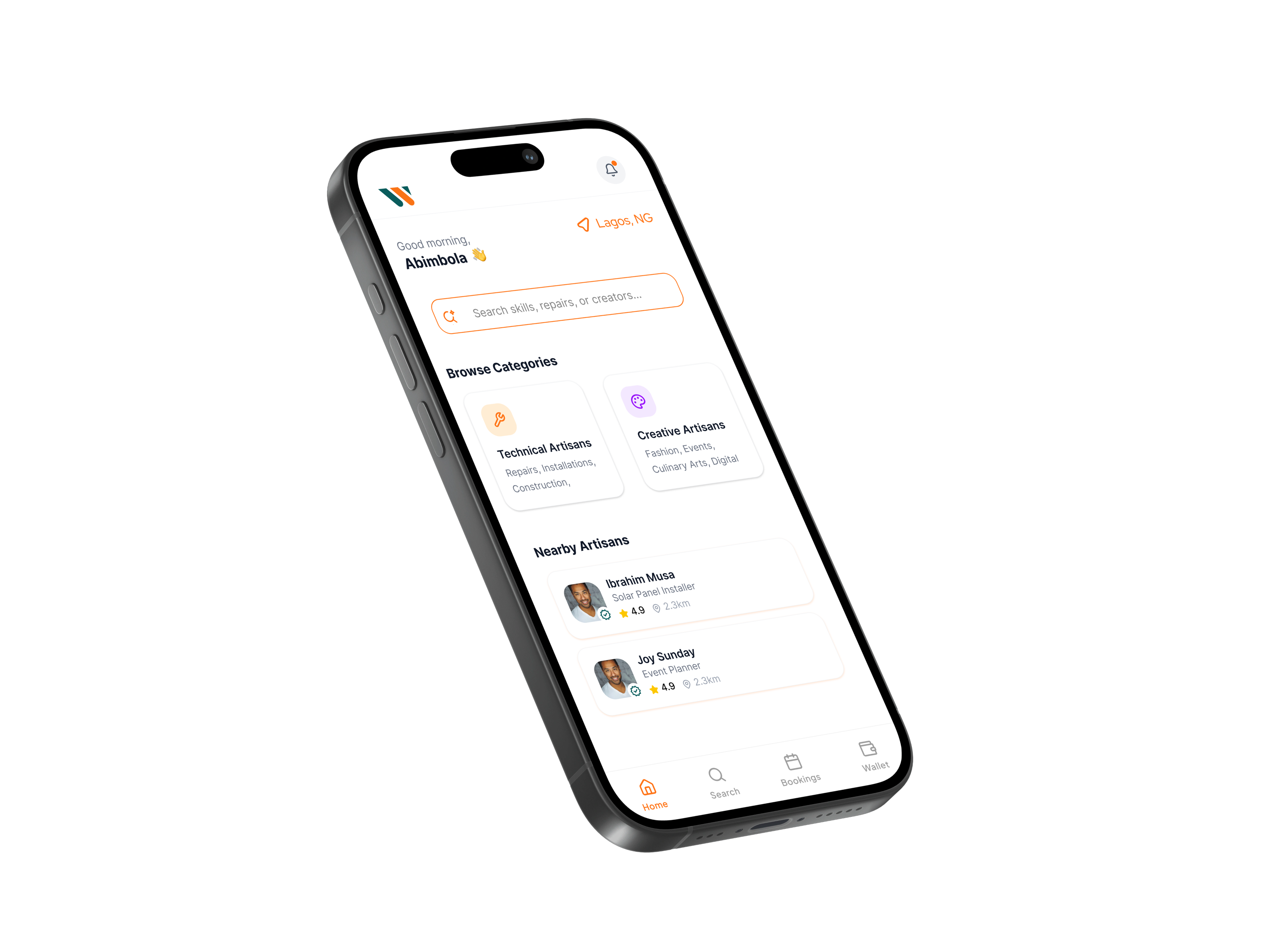 WorkSyncAfrica app shown on an iPhone 15